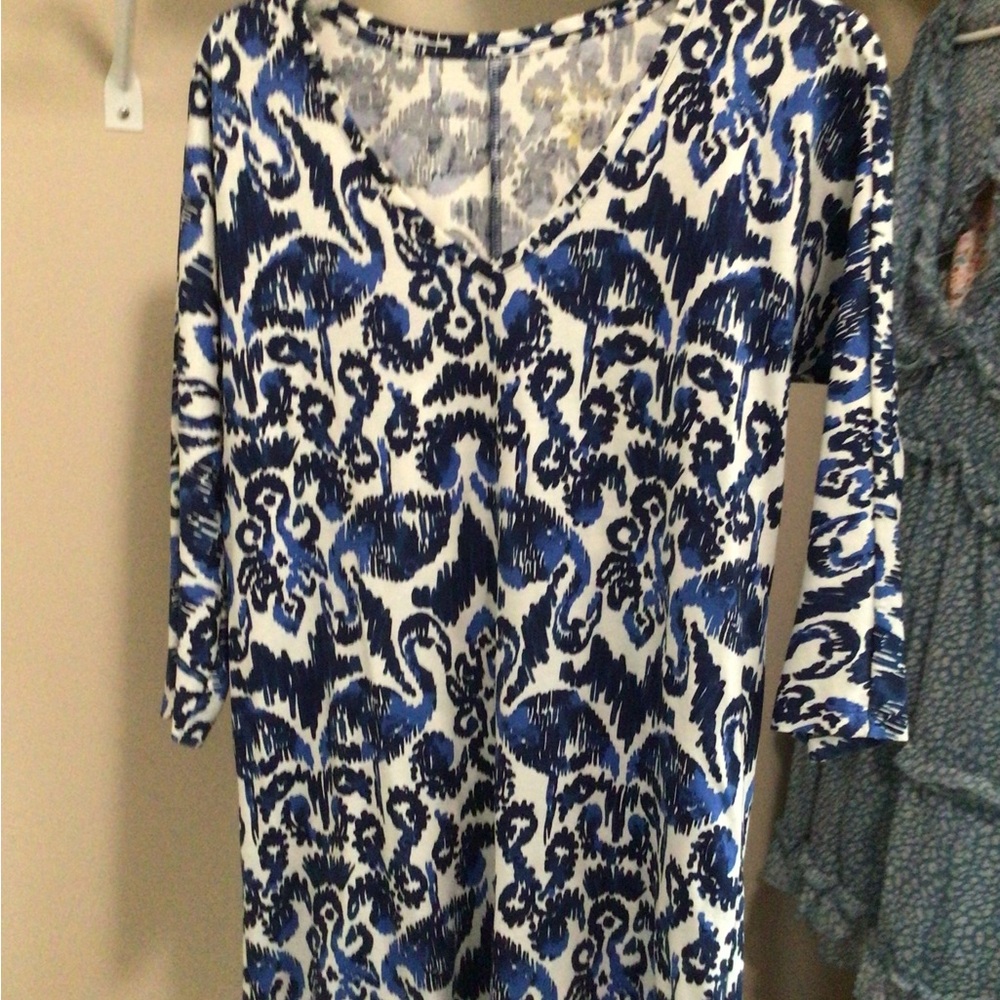 Lily Pulitzer navy blue and white dress